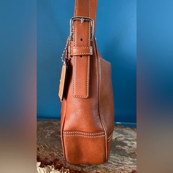Vintage Coach Hampton Saddle Brown Leather Hobo Shoulder Purse 7583 - Picture 10 of 17